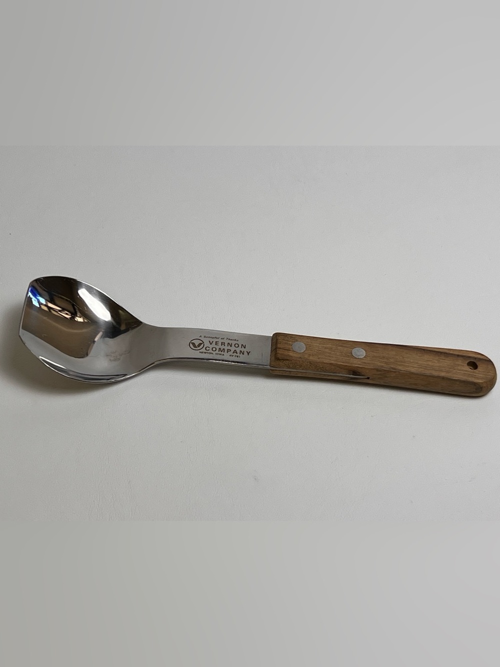 Vintage Vernco Stainless Steel Japan Ice Cream Scoop Wooden Handle